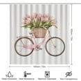 thumbnail image 2 of 4 Piece Shower Curtain Sets Pink Tulips Bicycle Shower Curtain And Rugs Shower Curtain Set Flowers Summer Spring Mother's Day 12 Hooks for Bathroom Decor Sets 72inch X 72inch, 2 of 8