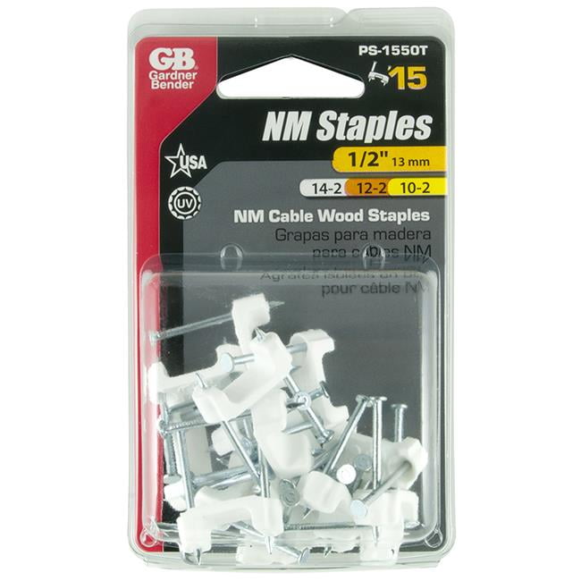 GB Gardner Bender PS-1550T 1/2 White Insulated Romex Staples 15 Count GB Gardner Bender PS-1550T 1/2 White Insulated Romex Staples 15 Count