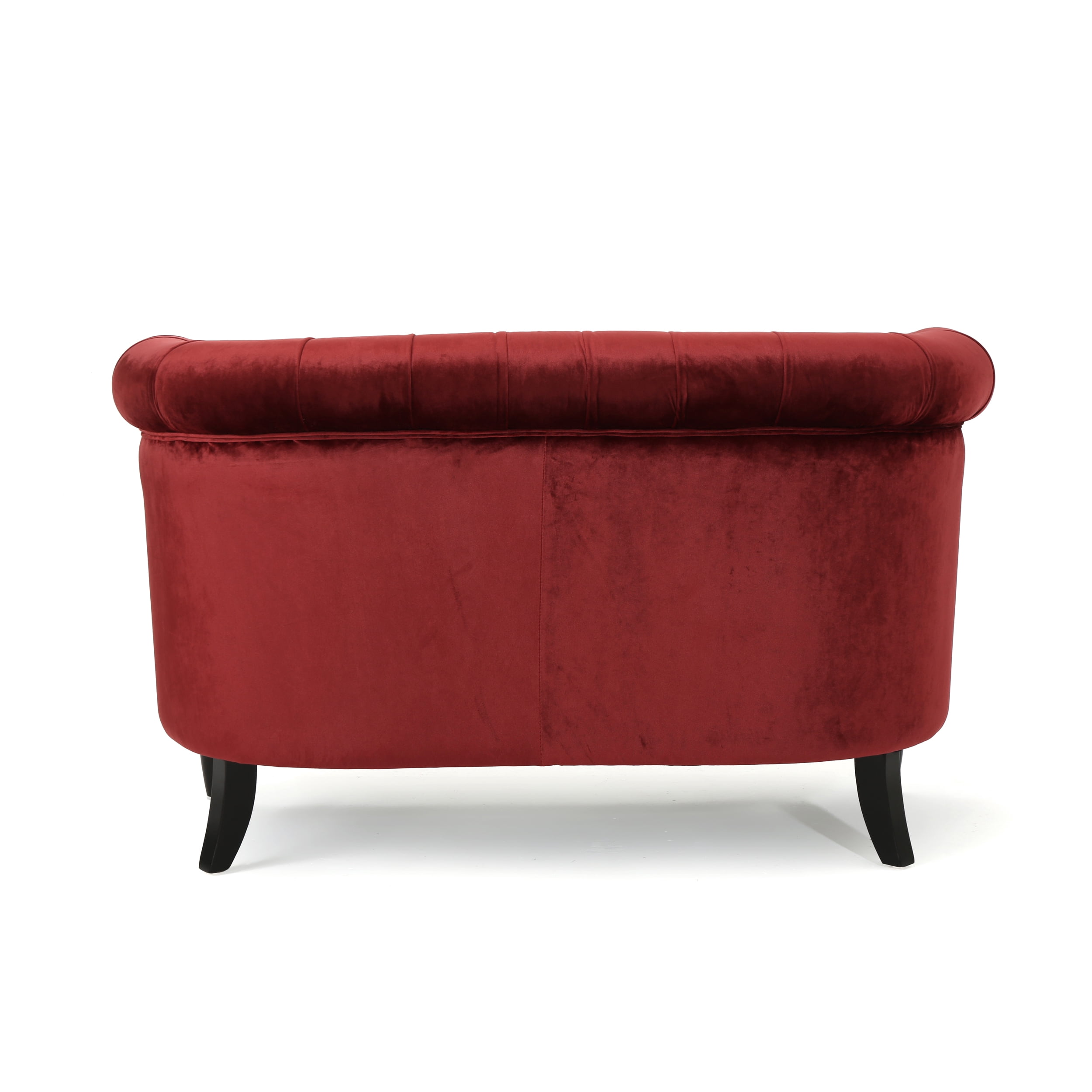 Noble House Myrna Tufted Chesterfield Velvet Loveseat, Garnet