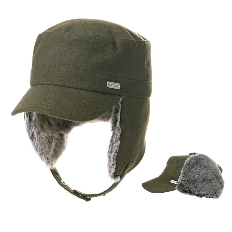 Unisex Army Green Waterproof Winter Warm Premium Strength Ear Flap Strap Hats Amazon.com: Wmcaps Winter Beanie with Brim and Ear Flaps  main image 3