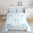 thumbnail image 2 of spefrowx Kawaii Sketch Bowknot Queen Comforter Set, Cartoon Blue Love Heart Star Comforter Sets Queen, Stars Reversible, 3 Pieces, 1 Comforter and 2 Pillowcases, 2 of 6