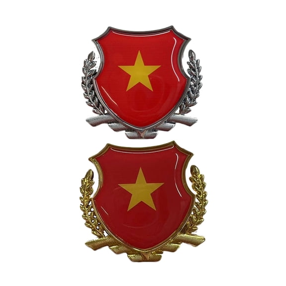 Ysmzzmsy Ysmzzmsy 2 PCS Country Flag Shield Car Emblem, 2.1x2.1 inches, Gold Metal Frame , Decorative Auto Badge