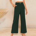 thumbnail image 5 of YIFUNIN Women's Solid Color Corduroy Straight Leg Pants, Loose Fit Casual Trousers for Fall Winter, Comfortable Ribbed Fabric Fashion,Dark Green XL, 5 of 6