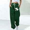 thumbnail image 2 of miqiqism Clearance Womens Valentines Pant Casual High Waisted Sweatpants Cute Heart Trousers Trendy Drawstring Pants Athletic Lightweight Soft Outfits,01_Green,X-Large, 2 of 4