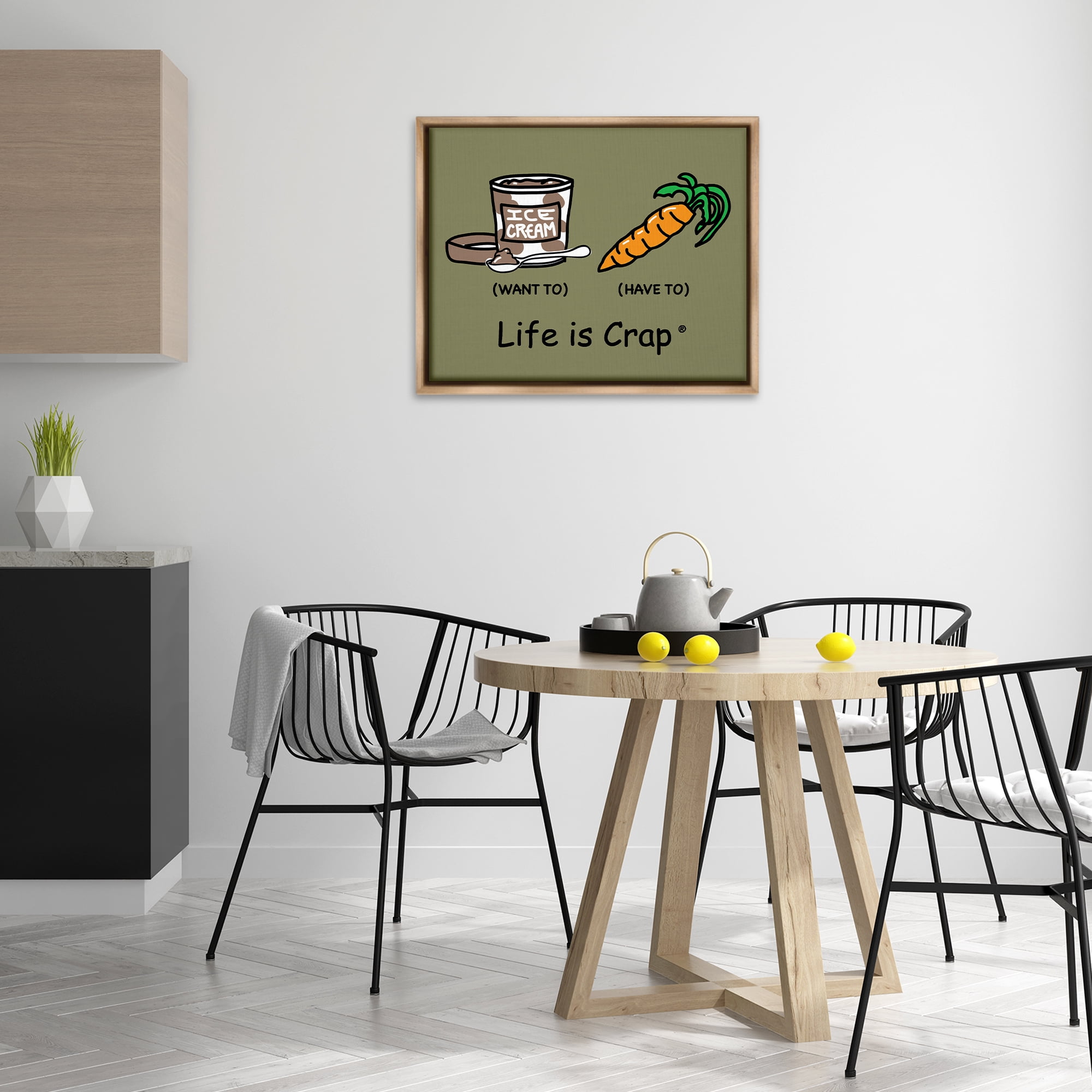 Stupell Industries Funny Diet Comparison Novelty & Humor Painting Brown Floater Framed Canvas Art Print Wall Art, 31 x 25