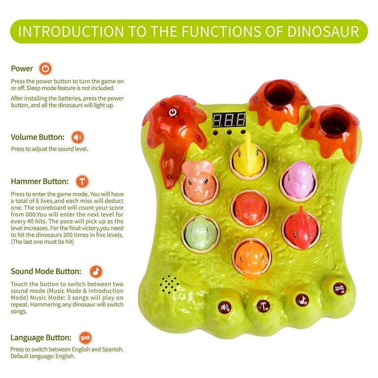 Fun Little Toys Beg1n Whack-a-Dino,Interactive Dinosaur Game