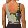 thumbnail image 3 of Vsdgher Cute Dinosaur Print Women Sleeveless Athletic Tank Top Built-in Bra Camisole Sports Vest for Yoga Running Fitness Exercise with Removable Pads, 3 of 8