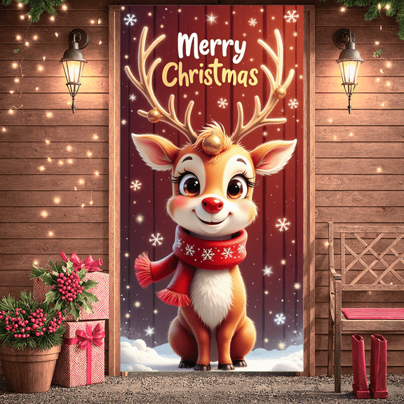 Decorative Design Merry Christmas Banner Polyester Material Christmas Tree Vintage Truck for Indoor Decoration Holiday Celebration Winter Party