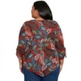 thumbnail image 2 of Alfred Dunner Womens Plus-Size Batik Leaves Melange Asymmetrical Top, 2 of 4