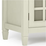 JERFIT Antique White Storage Cabinet with Glass Doors, Low Wood Sideboard Console Table for Living Room, Entryway, Bedroom
