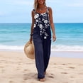 thumbnail image 3 of Iaqnaocc Jumpsuits For Women Plus Size Floral Print Sleeveless Jumpsuits Rompers Casual Adjustable Strap Jumpsuits Beach Fashion Overalls Dark Blue XL, 3 of 4