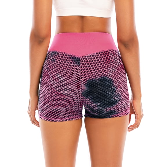 FUTATA Women's Shorts Textured Workout Yoga Booty Shorts High Waist Butt Lifting Shorts Leggings Elastic Tie-Dye Athletic Sports Shorts