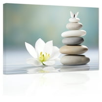 ZHONGYUTONG Zen Canvas Wall Art Stones and Flowers Butterfly Pictures Prints Spa Artwork (16"x24")