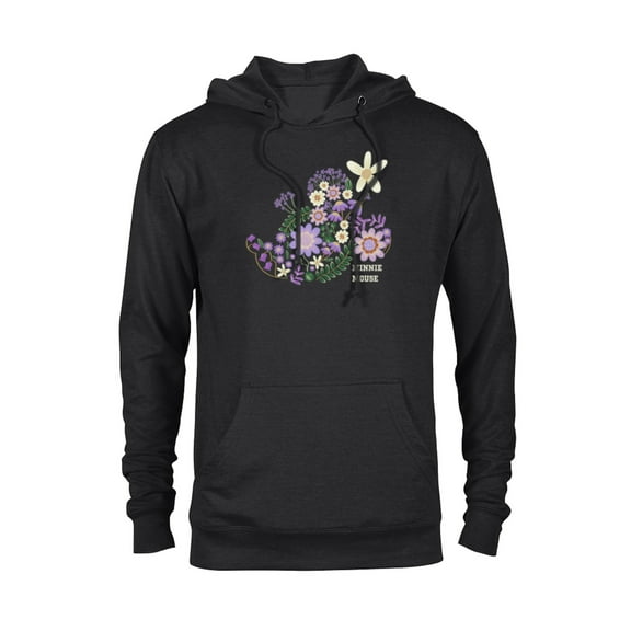 Disney Minnie Mouse Spring Flowers Botanical Floral Garden - Pullover Hoodie for Adults - Customized-Black