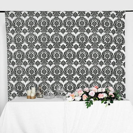 Image of BalsaCircle 8x8 feet Black White Damask Flocking Taffeta Backdrop Curtain Drape Panel Wedding Party Decorations