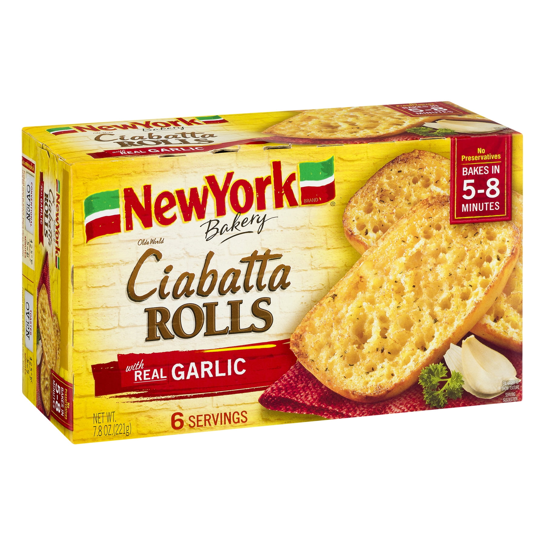 NewYork Bakery Olde World Ciabatta Rolls with Real Garlic, 7.8 oz