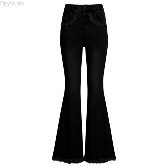 Dpytoraw Girls Stretch Denim Flared Pants, Bootcut Jeans for Teenagers and Big Kids Fashion Trousers with Comfortable Fit Black Size 5-6 Years