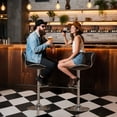 thumbnail image 5 of Set of 2 Adjustable Swivel Bar Stools, PU Leather Counter Height Barstools with Back & Footrest for Kitchen Island Pub Dining(Black/Silver Base), 5 of 11