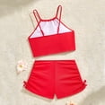 thumbnail image 4 of Little Girls Swimsuit for Girls Summer Solid Color Split Beach 2 Pc Pcwith Short Sleeves, 4 of 9