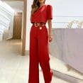 thumbnail image 2 of EINCcm Women's 2 Piece Outfits Short Sleeve Crop Top and Wide Leg Work Pants with Pockets Business Matching Set Trendy Clothes, 2 of 8