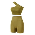 thumbnail image 4 of Frostluinai Yoga Gym Sweatsuit for Women One Shoulder Sport Bras High Waist Biker Shorts Stretch Slim Fit Workout Sets 2 Piece Solid Tracksuits, 4 of 4