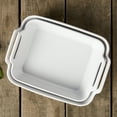 thumbnail image 4 of Denmark Tools for Cooks 2 Piece Stoneware Baking Dish Serving Bowls Set with Handles, White, 4 of 8