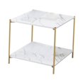 thumbnail image 3 of DOLITY Light Luxury Sofa Side Table Marble End Table Decor Small Apartment Double Layer White square, 3 of 8
