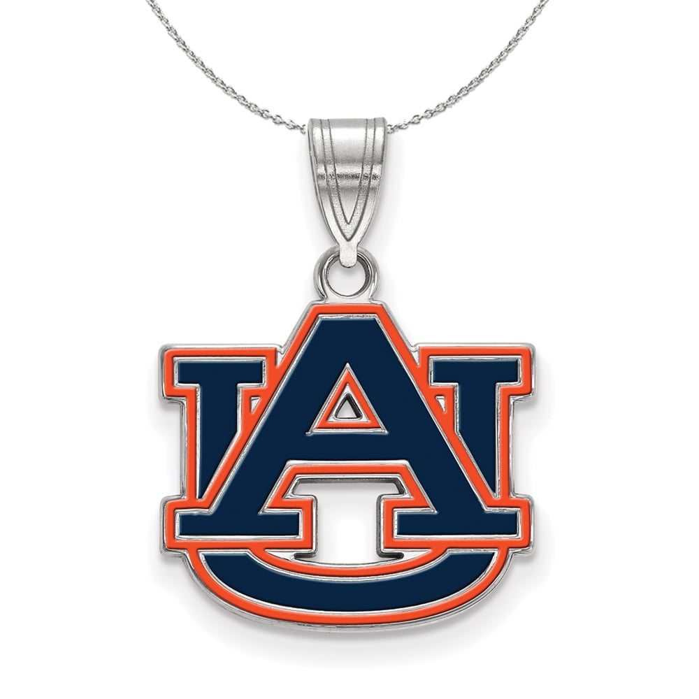 Sterling Silver Auburn U Medium Enamel Pendant Necklace 20 Inch