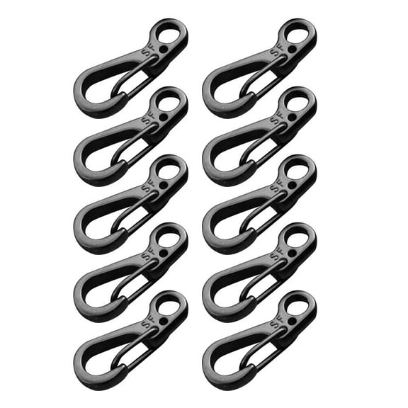 ELAYARD 10Pcs Aluminum Carabiner Clip Black Keychain Lock Hook for Paracord Flashlight and Compass