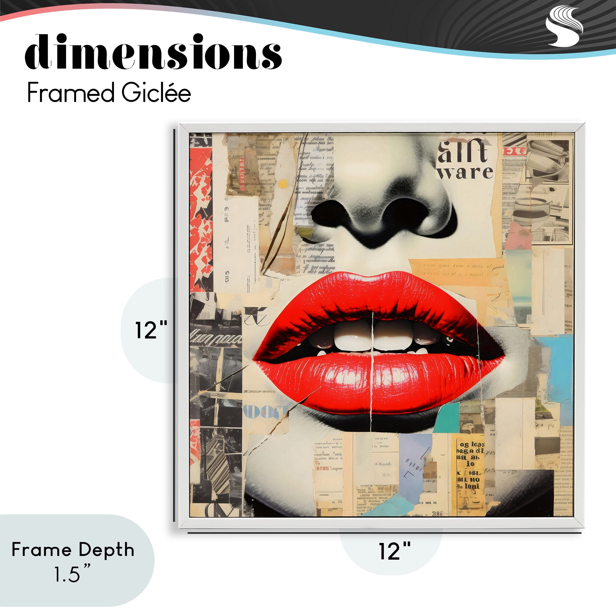 Stupell Industries Fashion Collage with Scarlet Lips White Framed Giclee Art, design by Creative Studio