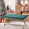 thumbnail image 1 of SYNGAR Upholstered Bedroom Bench, Modern Velvet Footstool Bench Seat for Living Room, Hallway, Entryway, Ottoman Bench with Gold Metal Legs, Green, 1 of 11