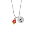 thumbnail image 2 of Delight Jewelry Silvertone 3-D Red and White Mushroom Silvertone Script Initial Disc - F - Charm Necklace, 20"+3", 2 of 4