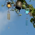thumbnail image 4 of Owl Wind Chime Hanging Decoration Metal Owl Wind Bell Hanging Decors Iron and Glass Painted Crafts Wind Chime Tube Hanging Ornament for Window Wall Room Decoration Bell Style Yellow, 4 of 10