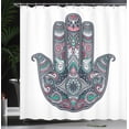 thumbnail image 3 of Ambesonne Hamsa Shower Curtain, Boho Style Vintage Eye Print, 69"Wx75"L, Dark Seafoam, 3 of 4