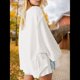 thumbnail image 4 of Sudadera Holgada de Gran Tamaño para Mujer, Cuello Redondo, Larga, Abertura Lateral, Estilo Jersey Crema L, 4 of 10