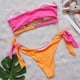 thumbnail image 2 of Conjunto de Bikini de diseño Floral 3D para mujer, traje de baño pequeño con realce, cintura alta, con un hombro descubierto, color negro y rosa, 2024, 2 of 5