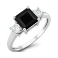 thumbnail image 2 of 0.95 Ctw Princess cut Square Black Spinel 925 Sterling Silver Trio Stone Dainty Women Mother's Day Gift Ring, 2 of 4
