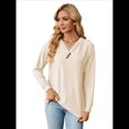 thumbnail image 3 of Blusas de Larga con Cuello en V para Mujer, Blusas Casuales Tipo Jersey, Blusas Holgadas y Elegantes, Blusas Tipo Túnica para Otoño. Albaricoque M, 3 of 10