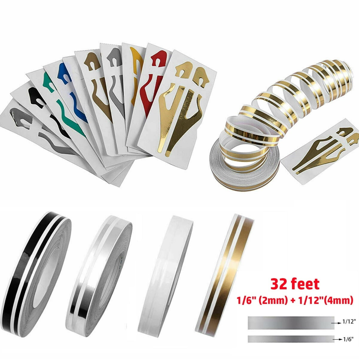 CHROME GOLD Roll Vinyl Pinstriping Pin Stripe Car Motorcycle Tape Decal Stickers