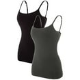 thumbnail image 1 of Charmo Women's Basic Cami Adjustable Spaghetti Strap Built in Bra Tank Top 2 Pack, 1 of 8
