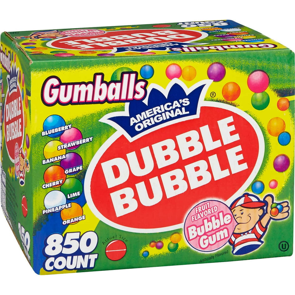 Dubble Bubble 1" Diameter Assorted Flavors 850 Gumballs