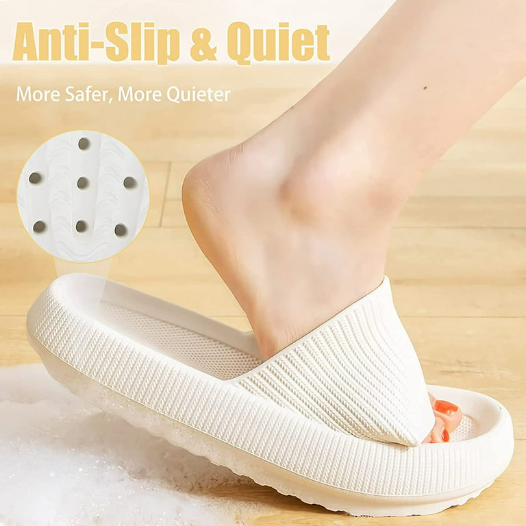 Shower Shoes Slides Sandals Women Men House Slippers, Size W 11.5-12.5, M  10-11, White 44-45