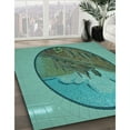 thumbnail image 3 of Ahgly Company Machine Washable Indoor Round Transitional Turquoise Green Area Rugs, 7' Round, 3 of 7