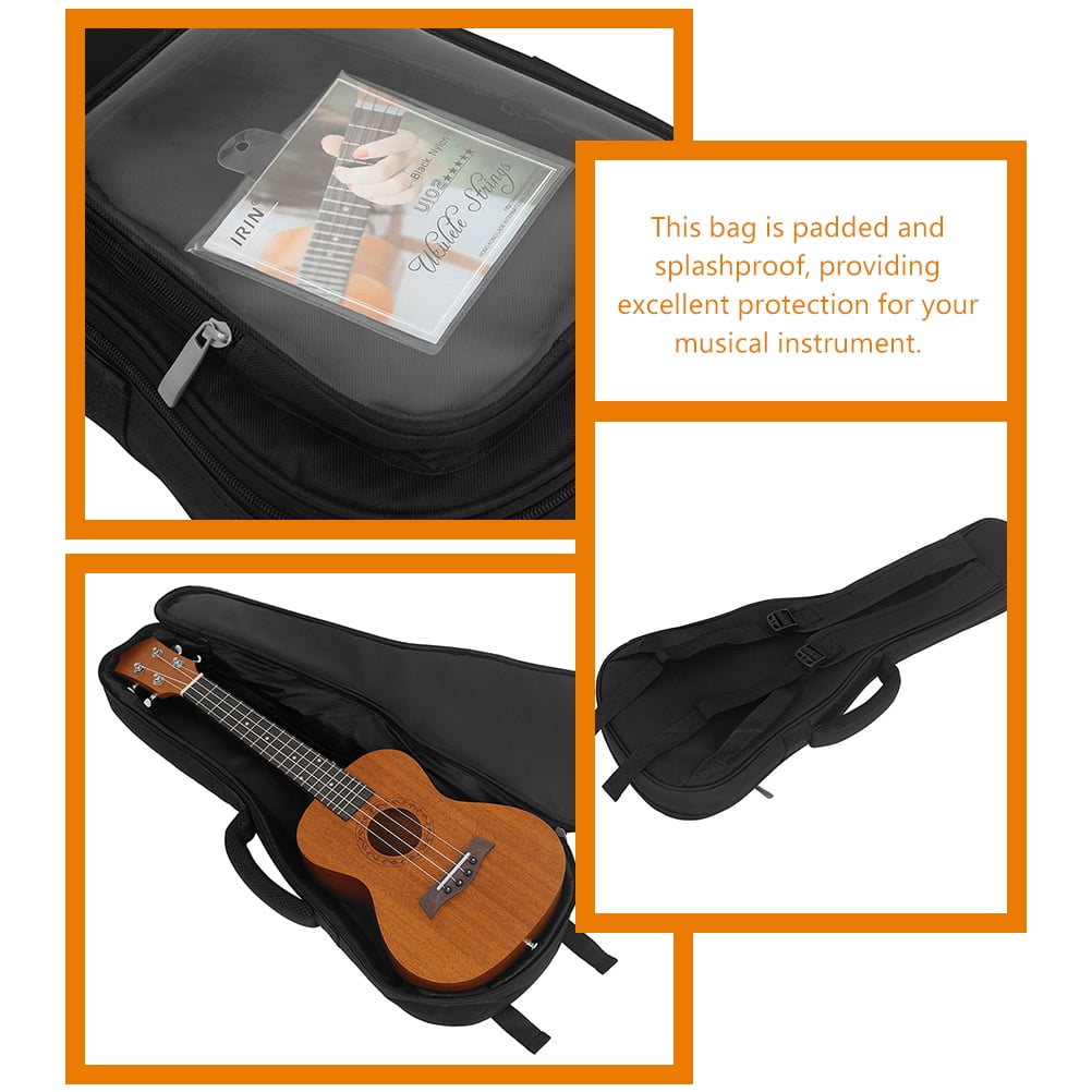 PTOOTP Black Padded Ukulele Case with Protective Cushion, Musical Instrument Storage Bag for Travel and Daily Use