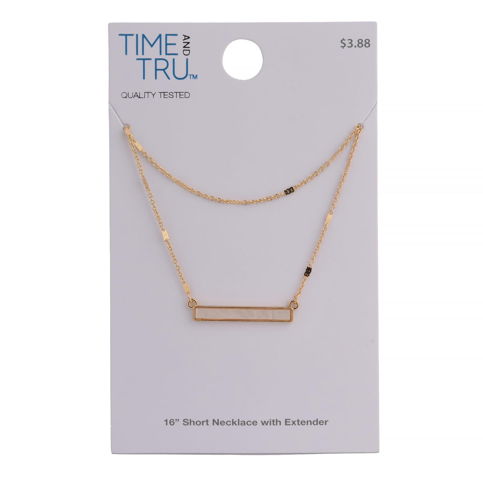 Time And Tru Women's Gold Tone MOP Bar Delicate Pendant Necklace