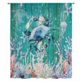 thumbnail image 2 of Coastal Crab Sheer Curtains 54" Long, Watercolor Ocean Animal Coral Jellyfish Wood Green Light Filering Curtains, Breathable Simi Curtain Privacy Drapes for Kitchen Bathroom Small Window Treatment, 2 of 8