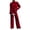 Red, variant on fheaev Two Piece Set for Women Solid Color Turtleneck Top High Waist Drawstring Wide Leg Pants Fall Winter Warm Outfit Red,2XL
