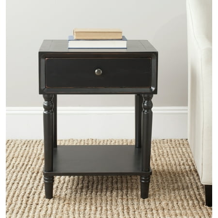 SAFAVIEH Siobhan Solid Rustic Nightstand with Storage Drawer Black