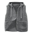 thumbnail image 2 of BXJX Women V Neck Fleece Vest- Open Front Casual Button Down Sleeveless Winter Warm Cozy Outerwear with Pockets Gray Size 2XL, 2 of 6