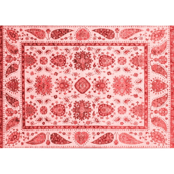 Ahgly Company Indoor Rectangle Abstract Red Modern Area Rugs, 5' x 7'